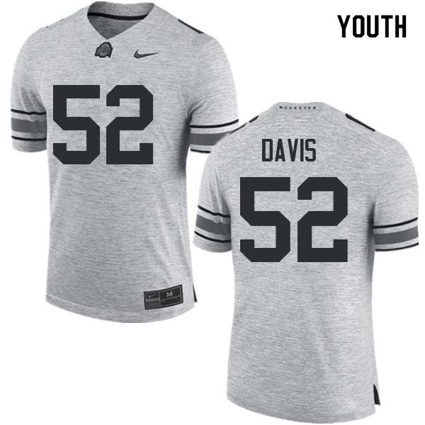 Ohio State Buckeyes Wyatt Davis Youth #52 Gray Authentic Stitched College Football Jersey
